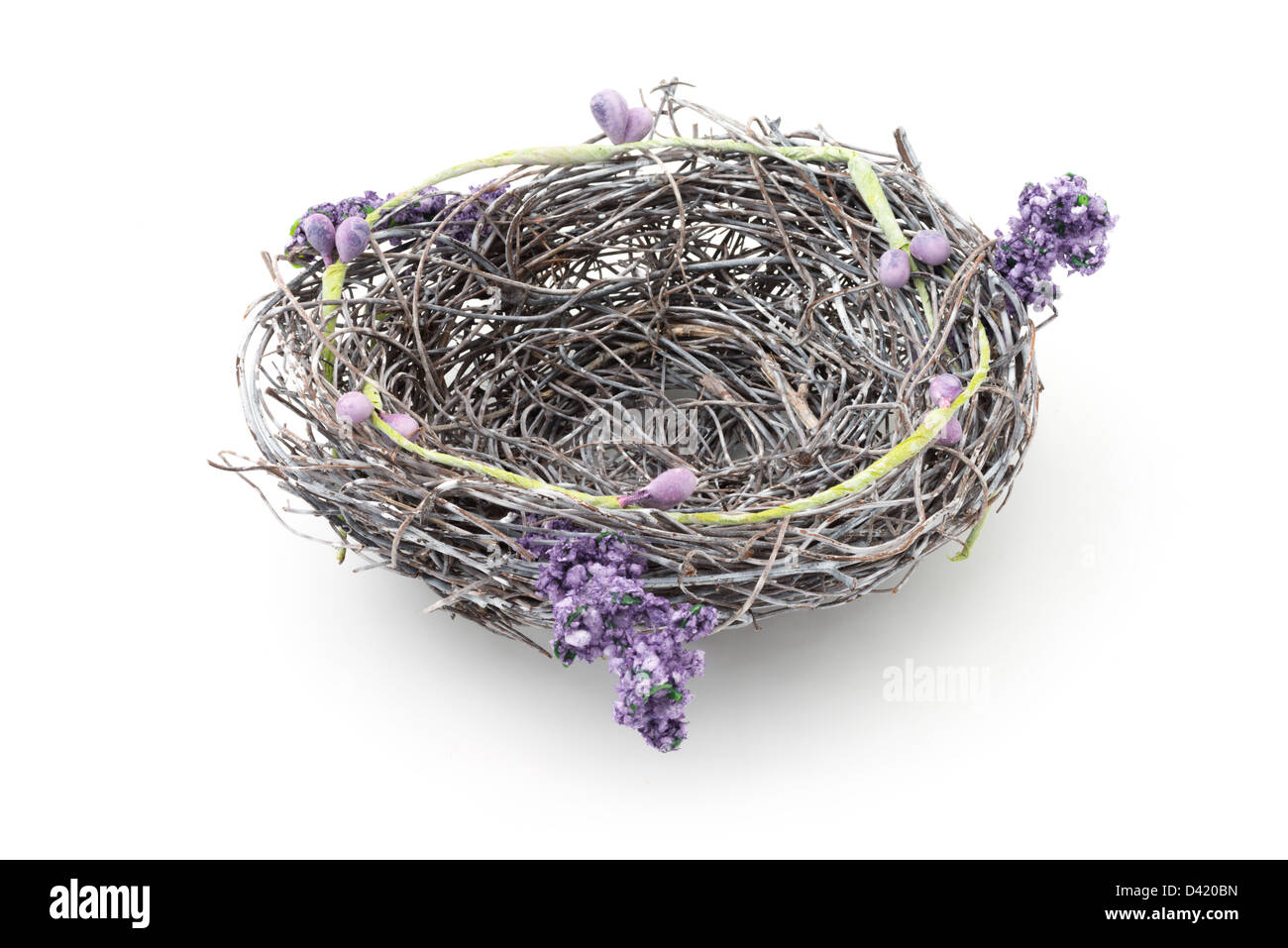 Empty bird`s nest, isolated on white background Stock Photo